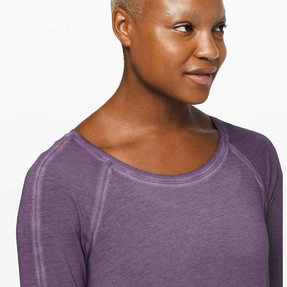 Lululemon Emerald Faded Washed Purple Ink Pima Cotton Long Sleeve Top | Size 8/M - Picture 2 of 10